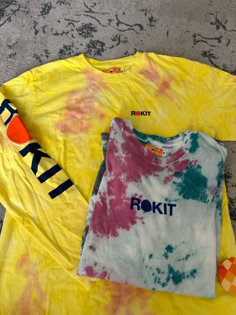 ROKIT Tie-Dye shirt bundle (2) long sleeve & short sleeve men medium $110 retail